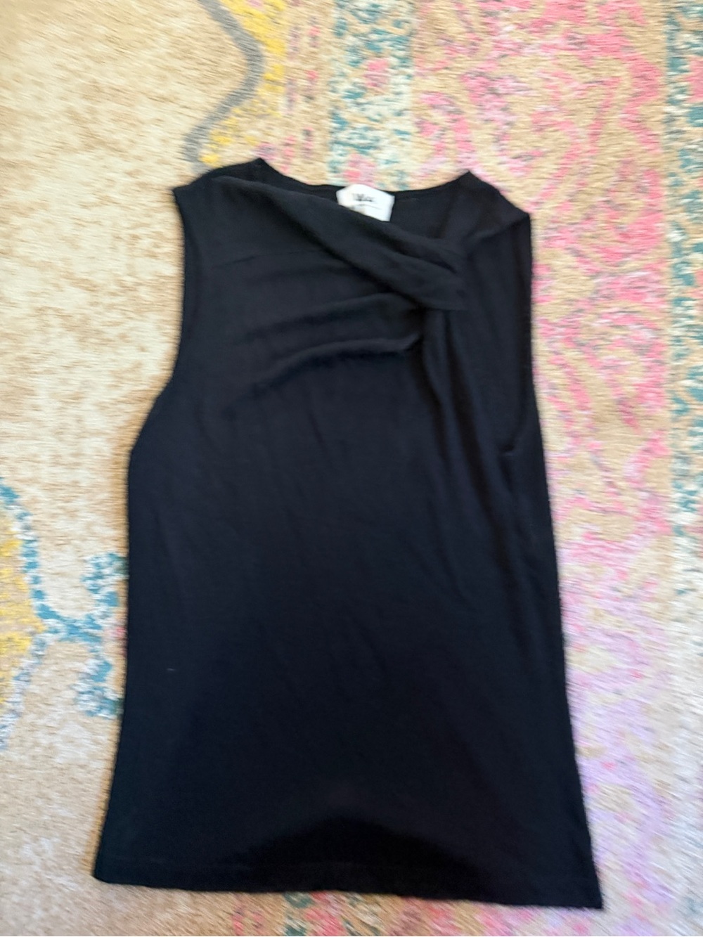 LNA Black Sleeveless Twist-Neck Top